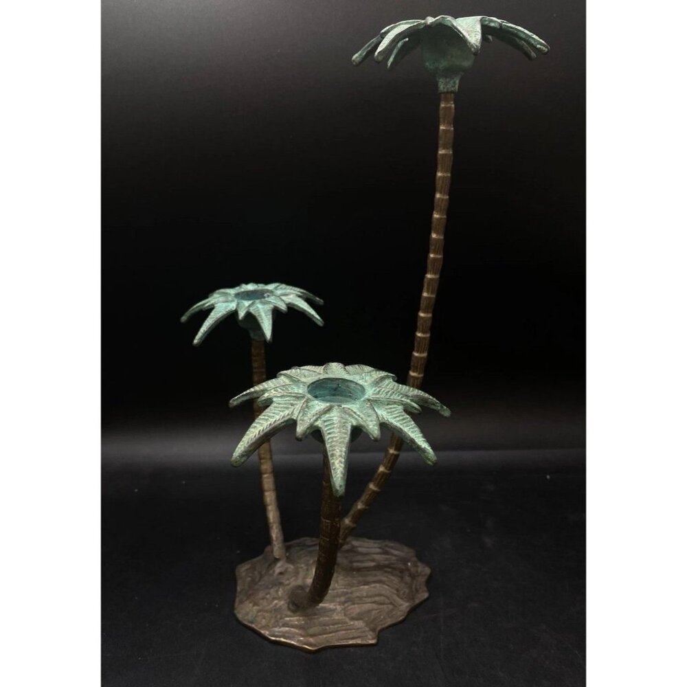 SPI Palm Tree Metal Wall Taper Candle Holders Holds 3 Candles 11 3/4” - Picture 2 of 12